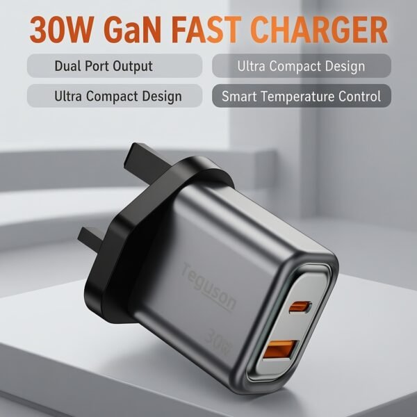 30W GaN PD Dual USB-C Wall Charger