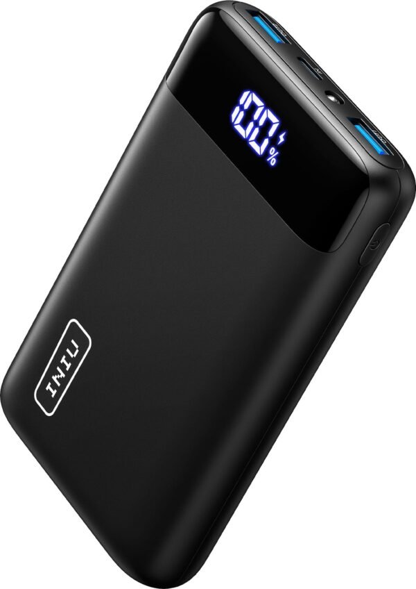 22.5W Fast Charging 20,000mAh Power Bank with LED Display USB-C Portable Charger – Black