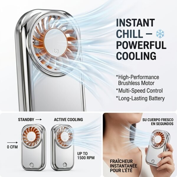 Portable Mini Handheld Mirror Fan