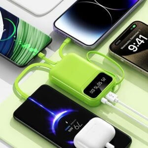 20,000mAh PD 20W Fast Charging Power Bank with Built-in Cable