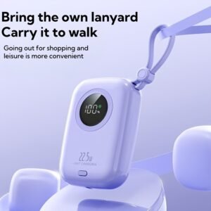 10,000mAh Power Bank with Built-in Type-C Cable & Smart Display