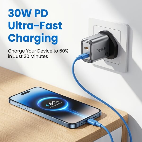 30W GaN PD Dual USB-C Wall Charger