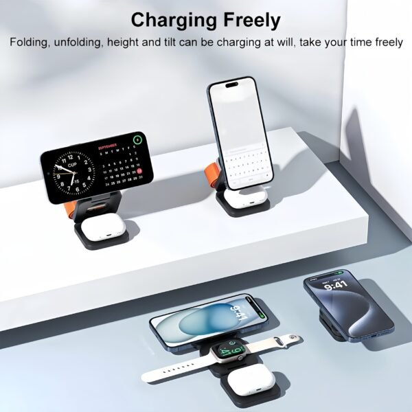 3-in-1 Foldable Magnetic Charging Station for iPhone, Apple Watch & AirPods